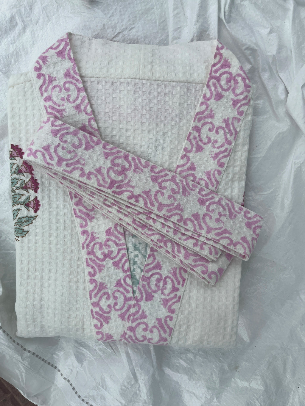 Sunehri Wrap Handblock Bathrobe