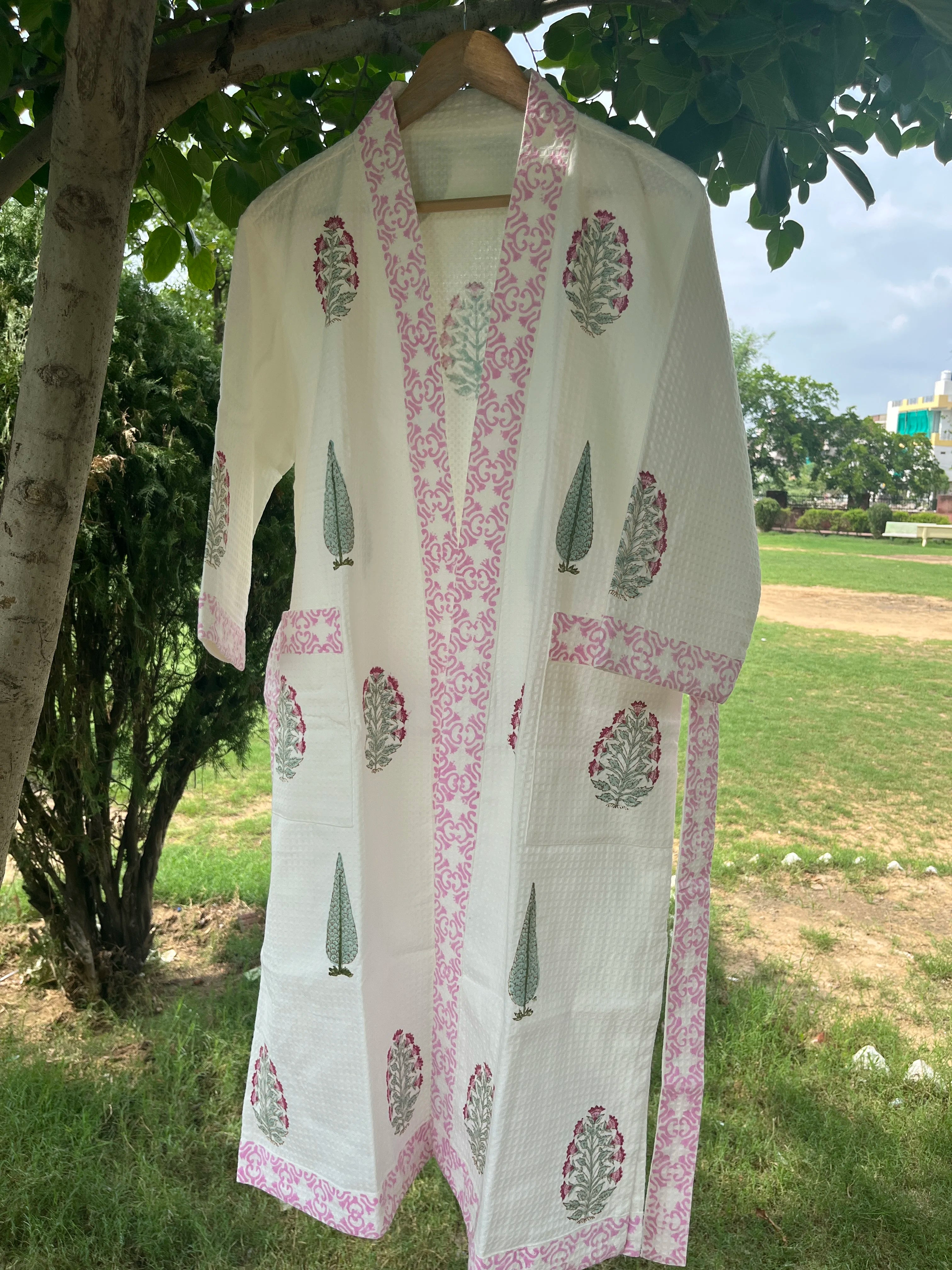 Sunehri Wrap Handblock Bathrobe
