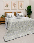 Sage and sky Bedsheet With 2 Pillow Cover