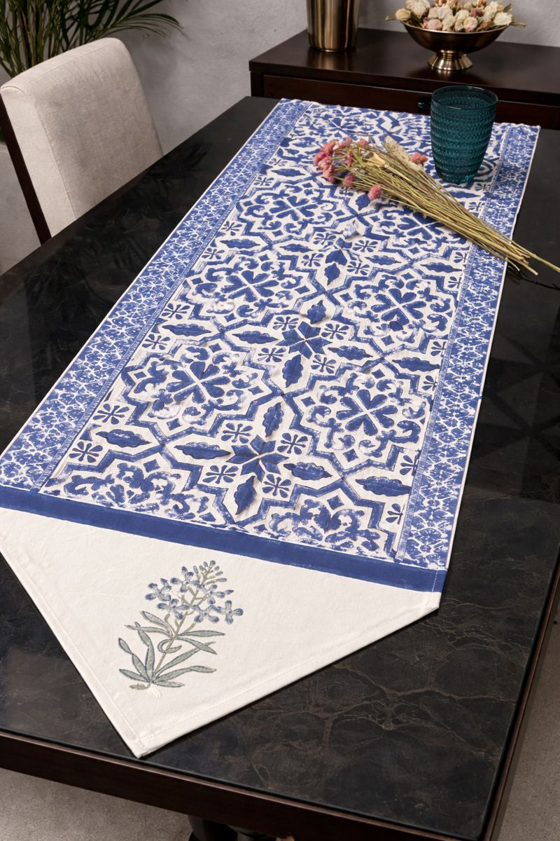 Moroccan Blues Handblock Runner