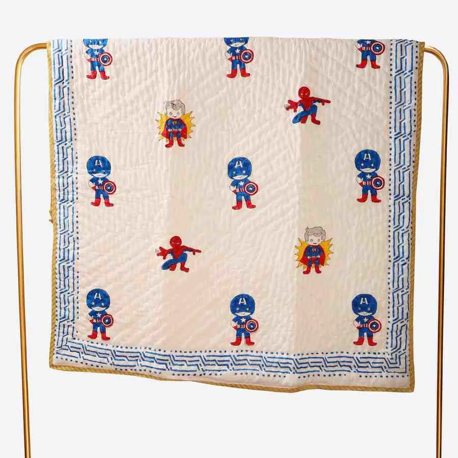 Mini Marvels Handblock Baby Quilt - Image 3