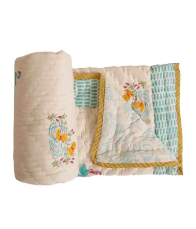 Quacky Tales Handblock Baby Quilt