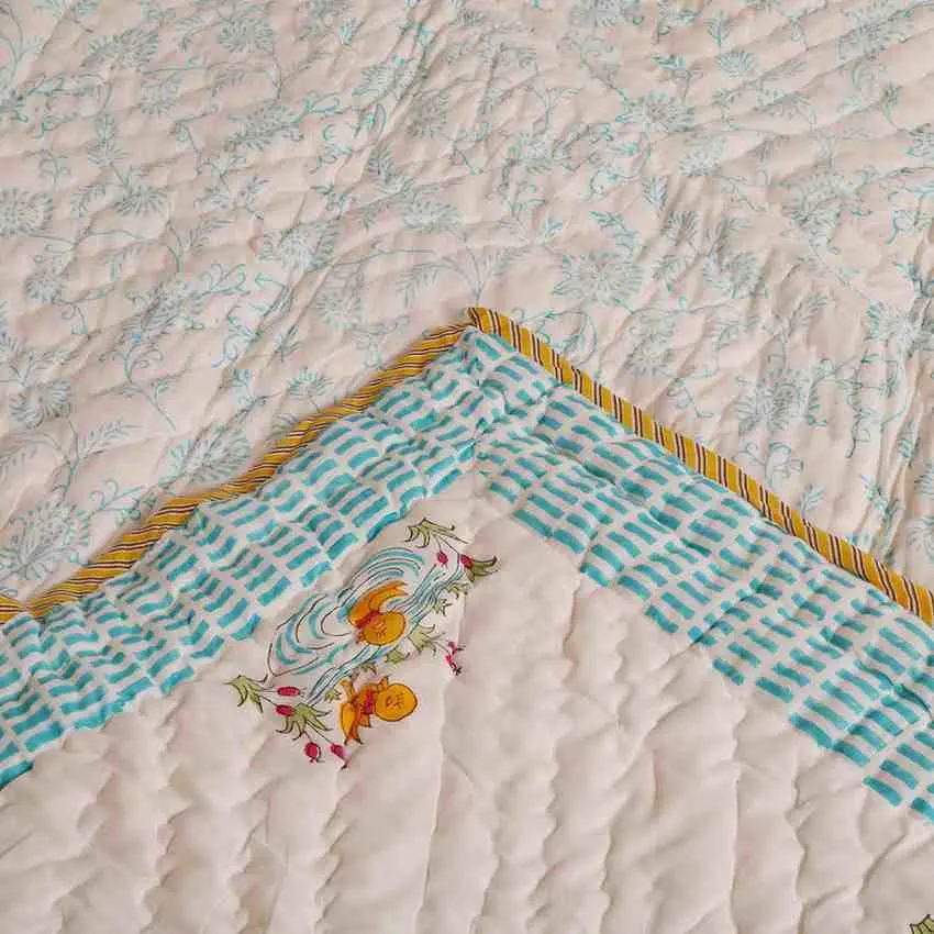 Quacky Tales Handblock Baby Quilt - Image 2