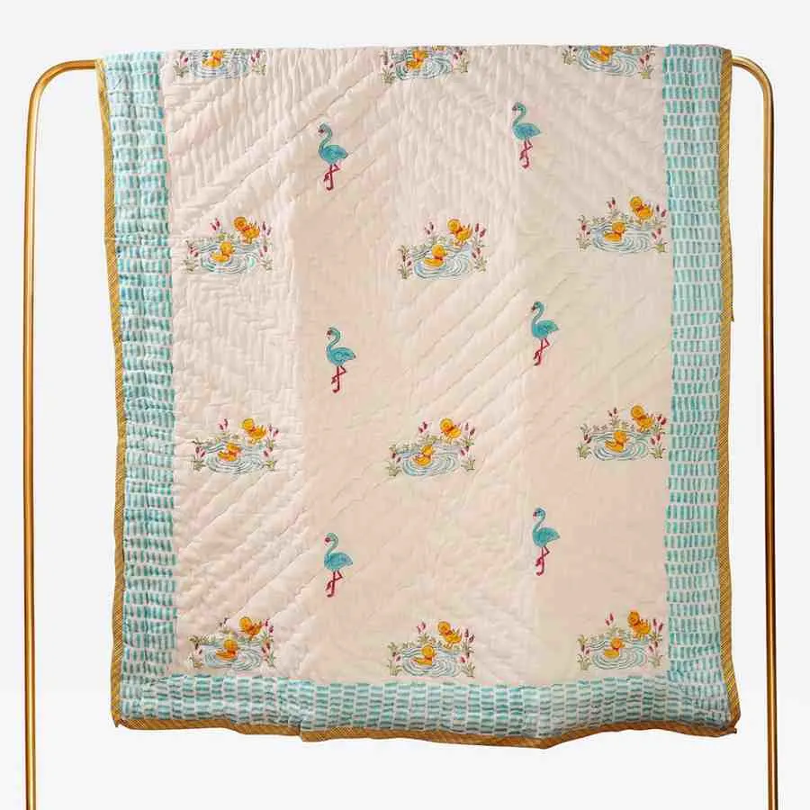 Quacky Tales Handblock Baby Quilt - Image 4