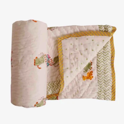 Little Safari Handblock Baby Quilt