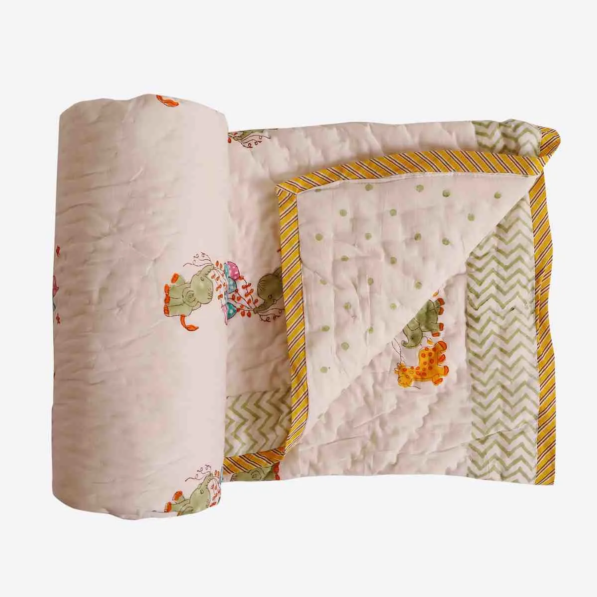 Little Safari Handblock Baby Quilt