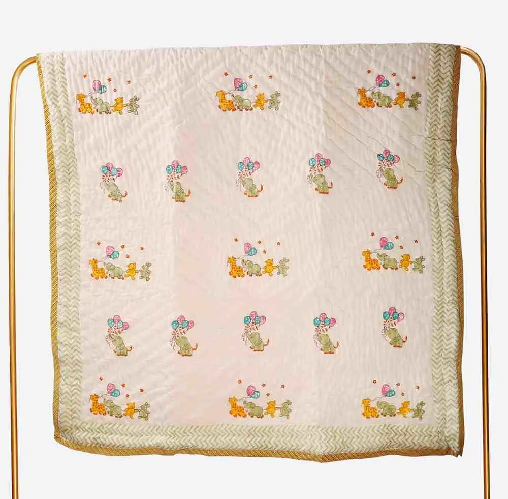 Little Safari Handblock Baby Quilt - Image 4