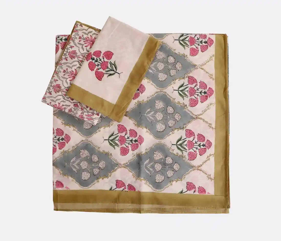 Grey Gold Bloom  Bedsheet King - Image 2