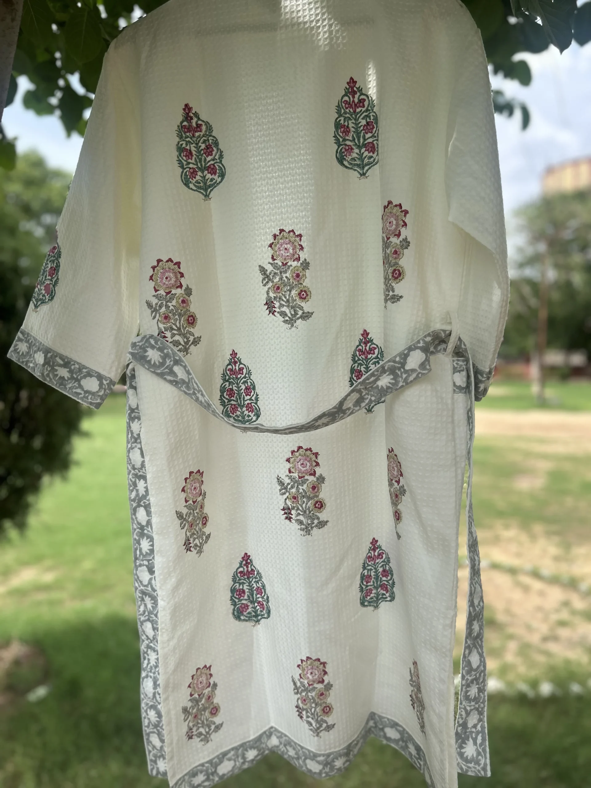 Chandni Wrap Handblock Bathrobe - Image 3