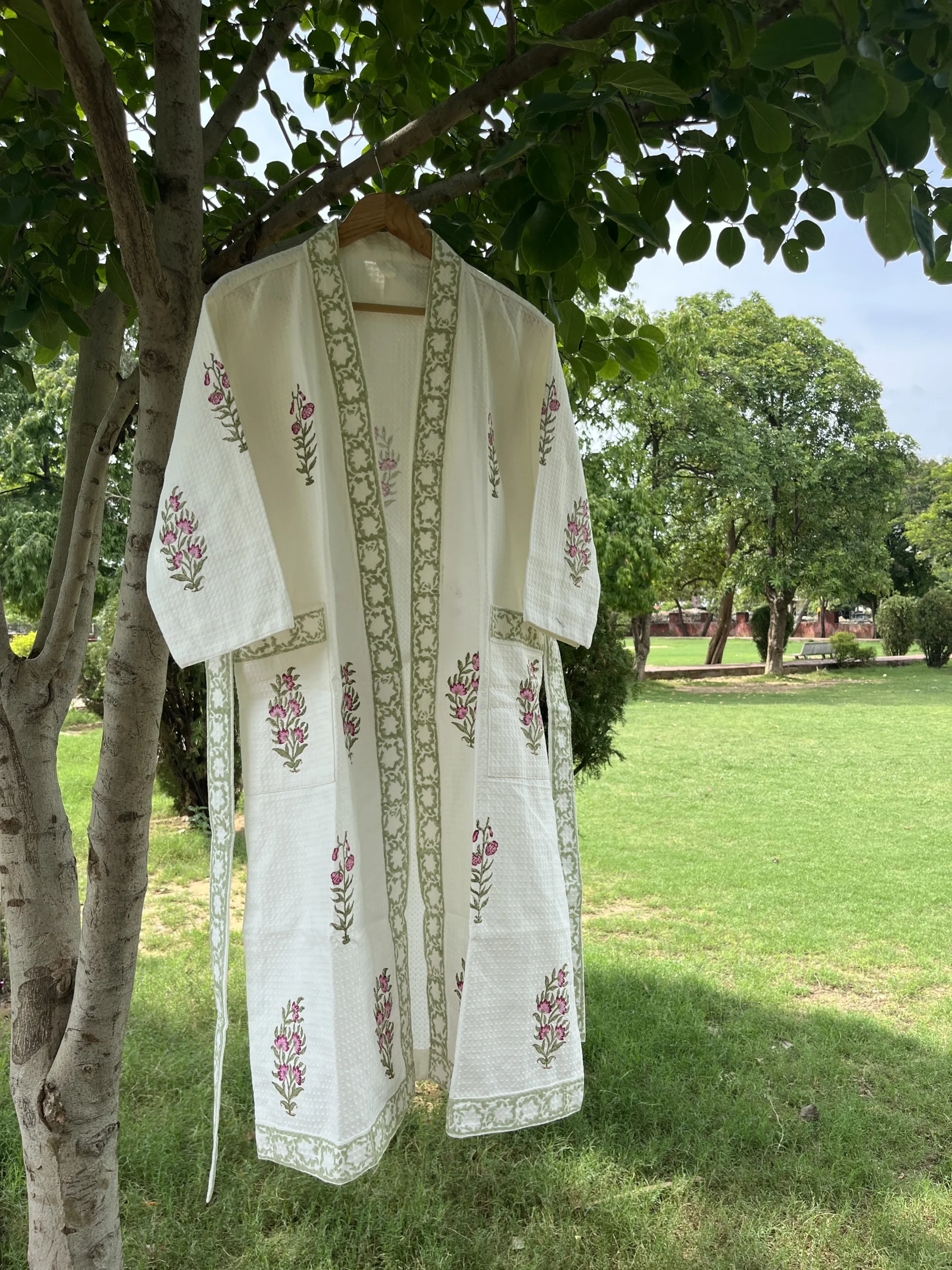 Gulroz Wrap Handblock Bathrobe - Image 2