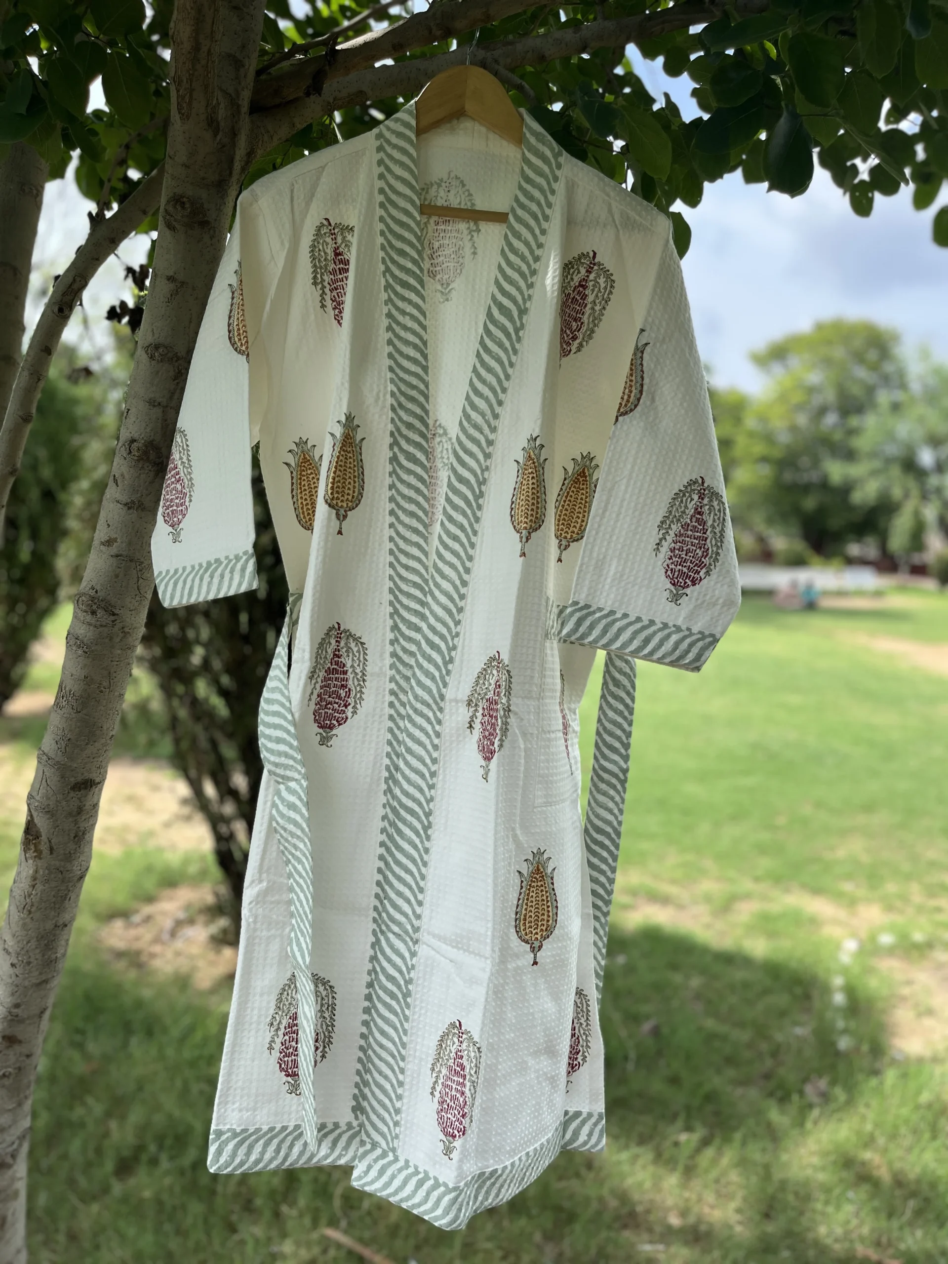 Mehak Wrap Handblock Bathrobe - Image 2