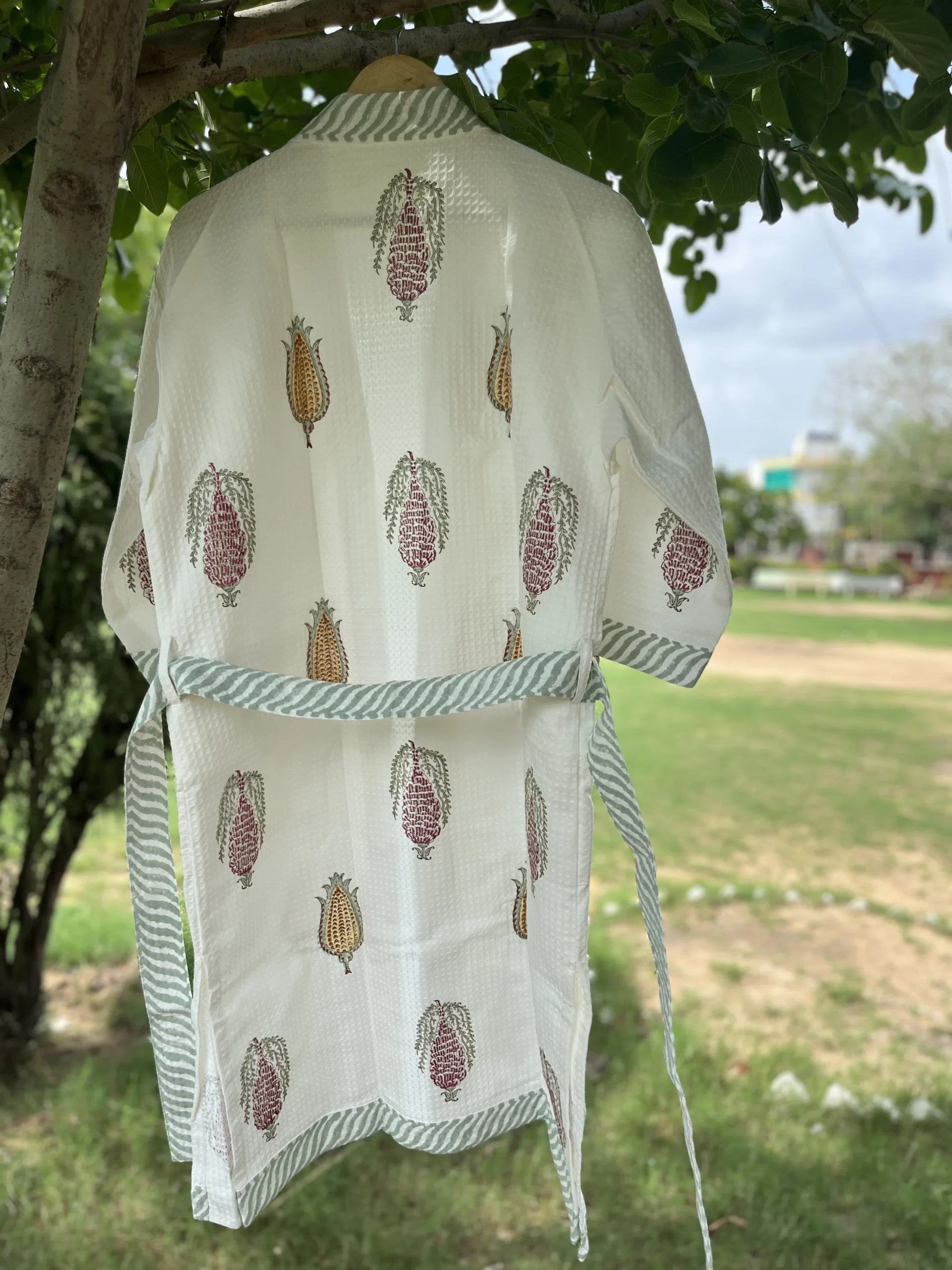 Mehak Wrap Handblock Bathrobe - Image 3