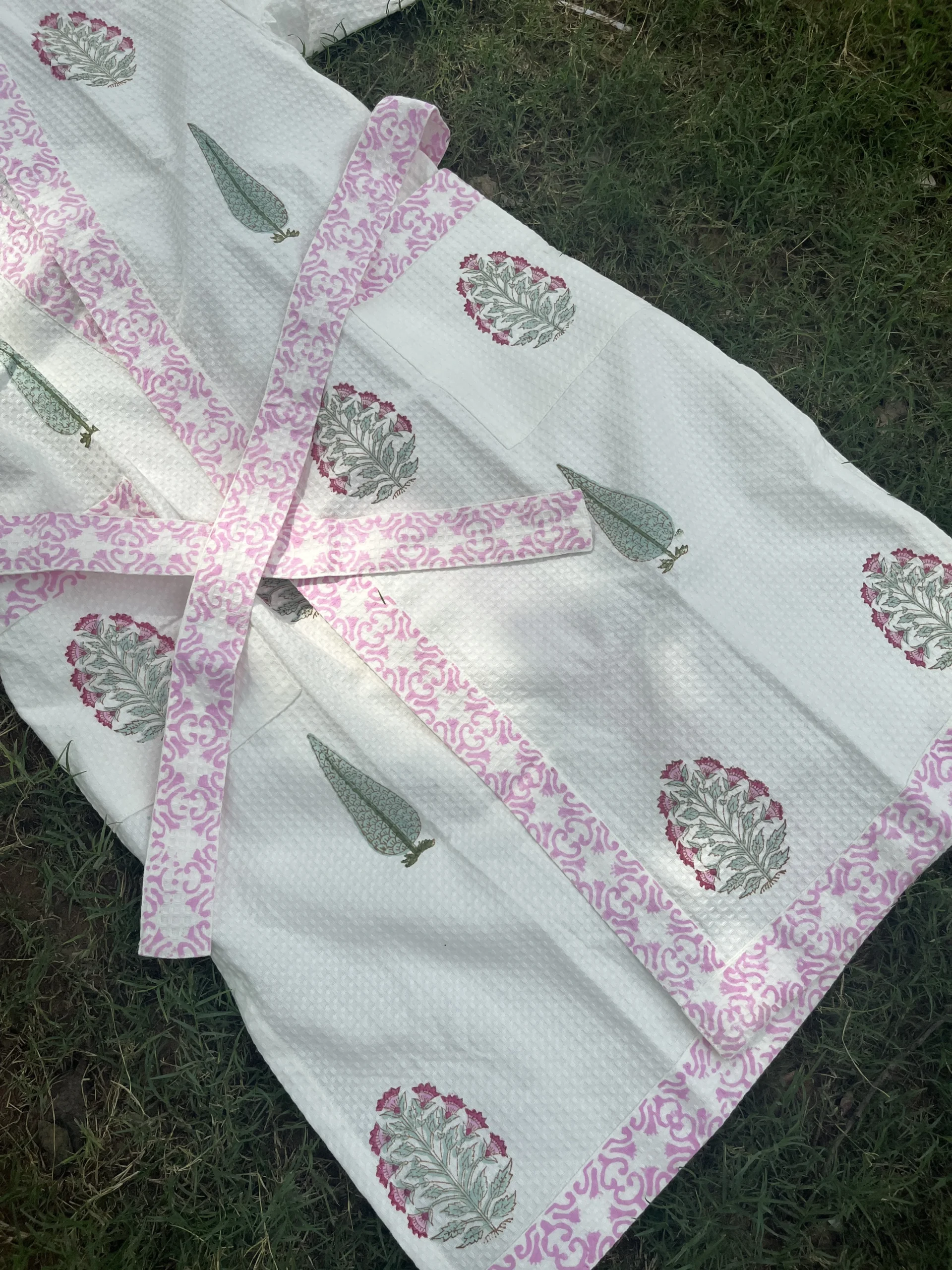 Sunehri Wrap Handblock Bathrobe