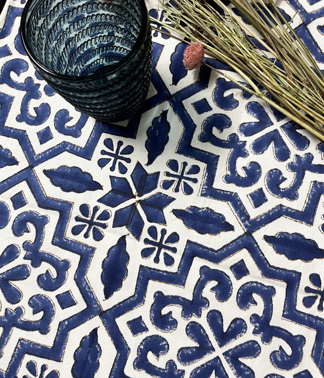 Moroccan Blues Handblock Runner - Image 3